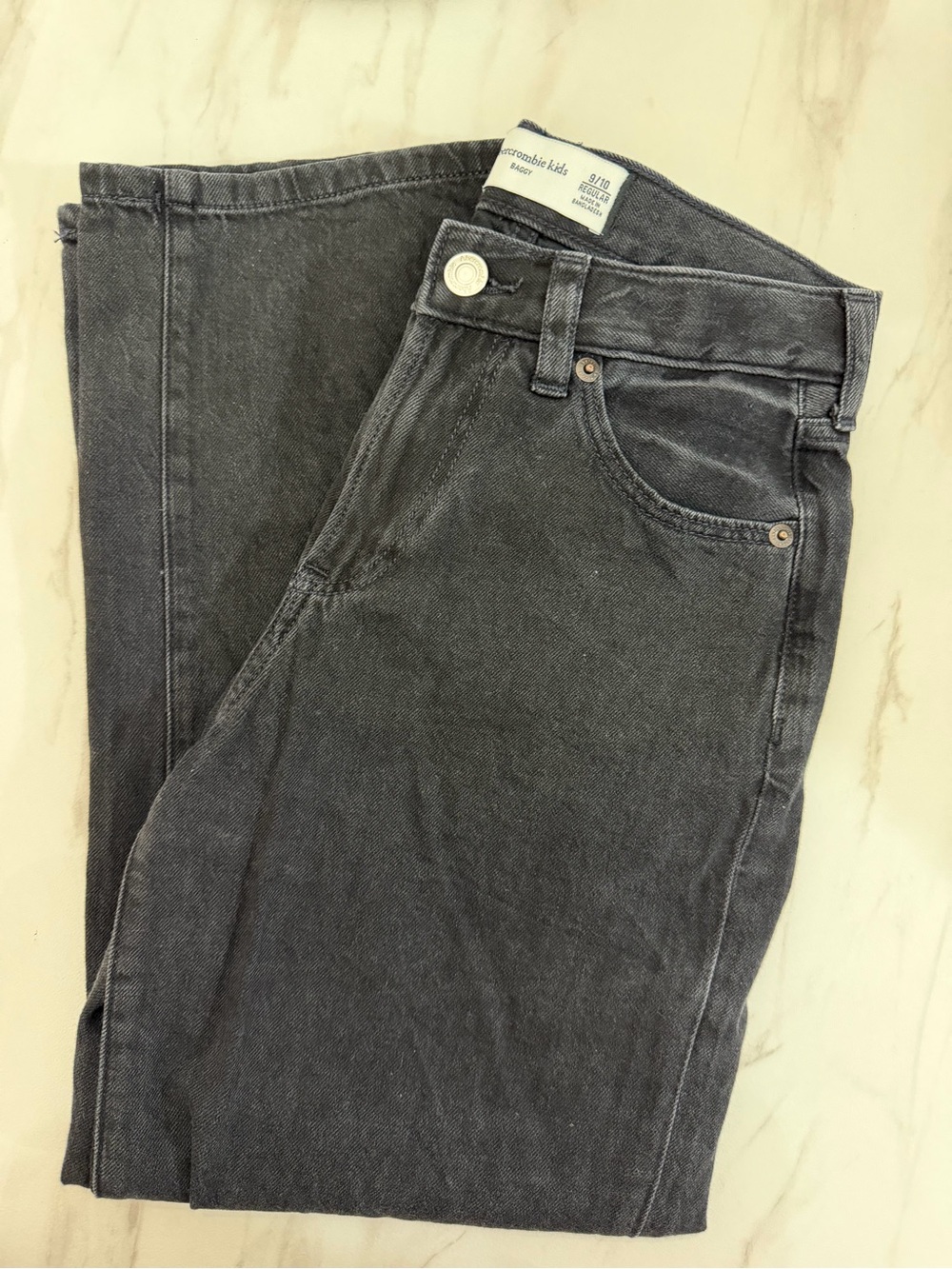 Abercrombie kids charcoal gray jeans with classic five-pocket